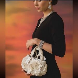 NWT Crème Beaded & Sequin Floral Handbag small